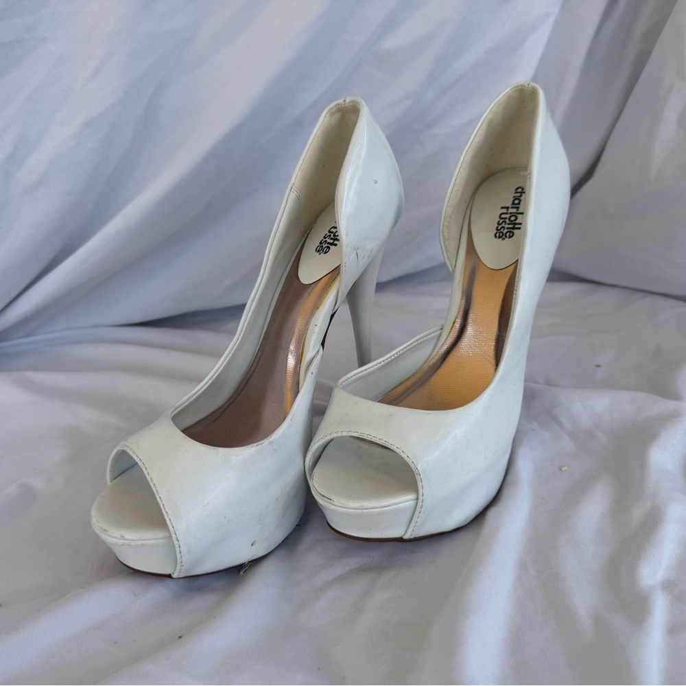 Charlotte Russe White Peep-Toe Heels